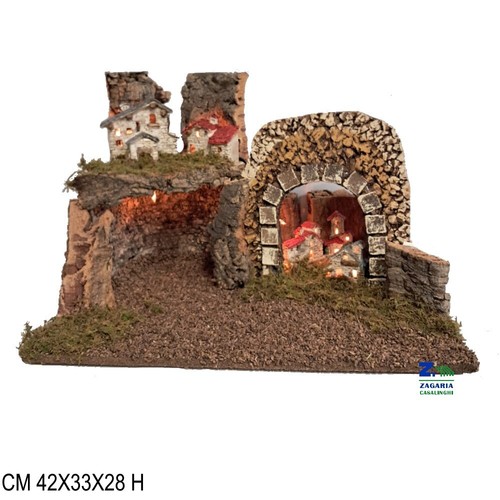 Paesaggio con capanna grotta - con,